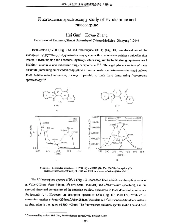 FluorescencespectroscopystudyofEvodiamineandrutaecarpine