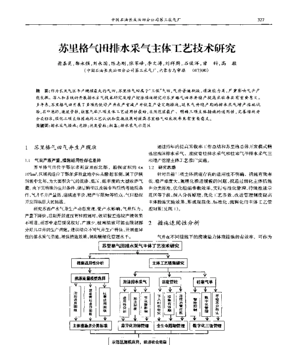苏里格气田排水采气主体工艺技术研究
