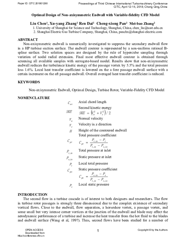 OptimalDesignofNon-axisymmetricEndwallwithVariable-fidelityCFDModel