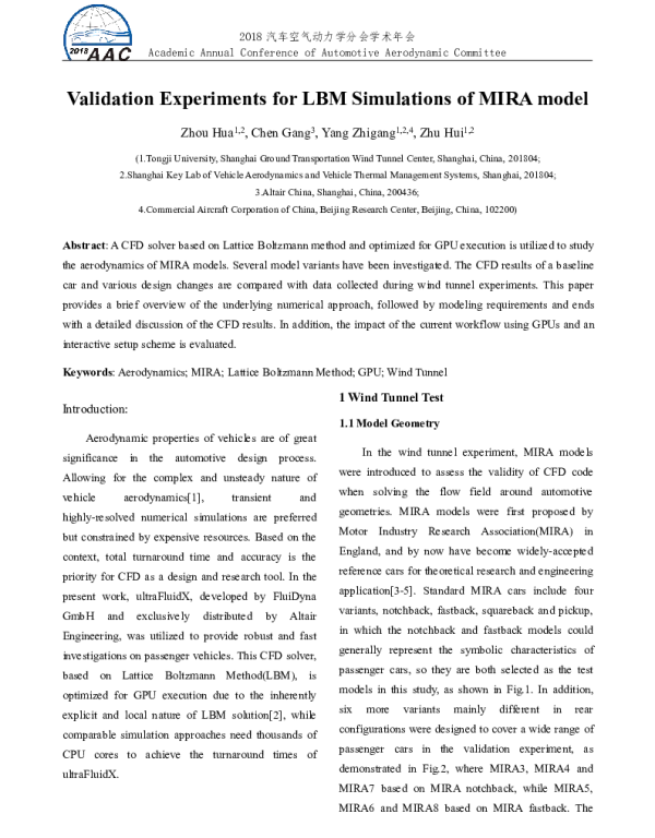 ValidationExperimentsforLBMSimulationsofMIRAmodel