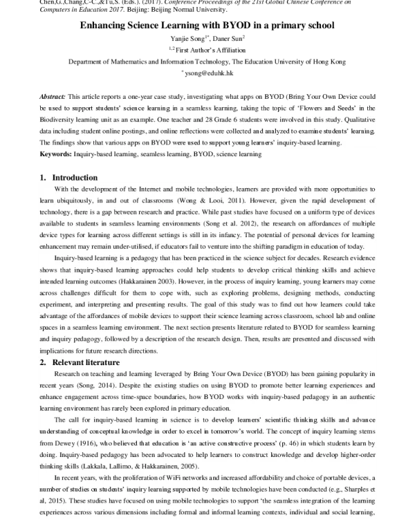 EnhancingScienceLearningwithBYODinaprimaryschool