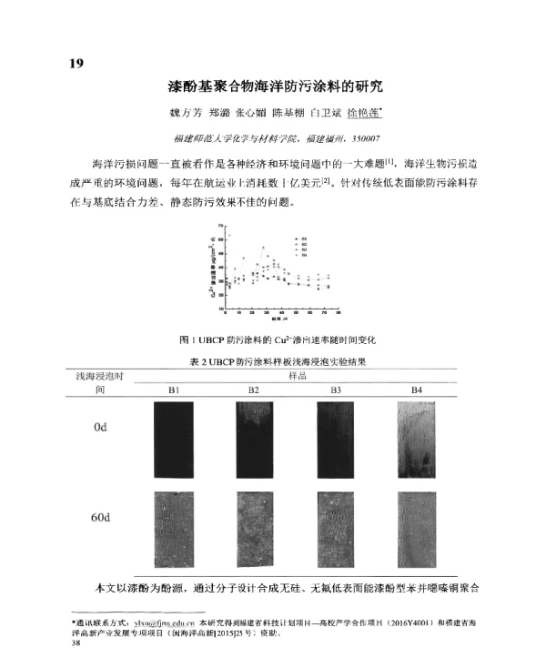 漆酚基聚合物海洋防污涂料的研究