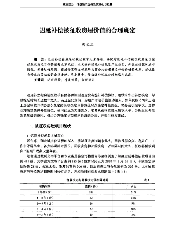 迟延补偿被征收房屋价值的合理确定