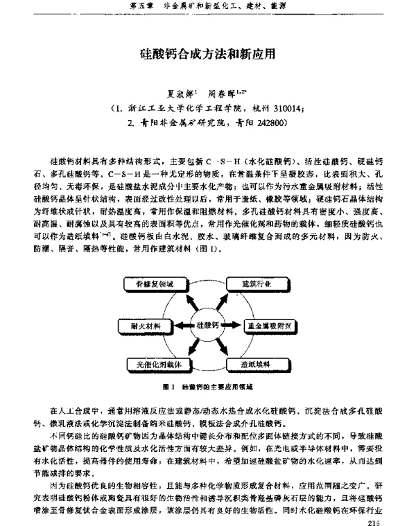 硅酸钙合成方法和新应用
