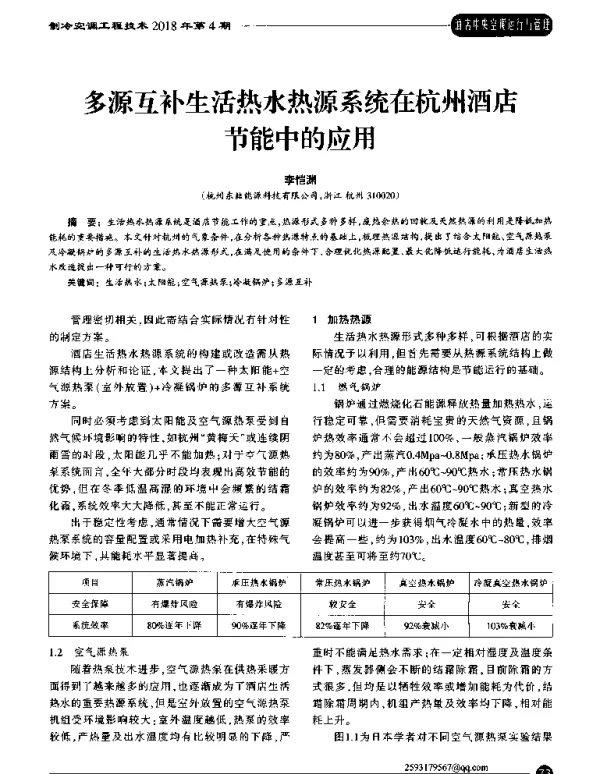 多源互补生活热水热源系统在杭州酒店节能中的应用