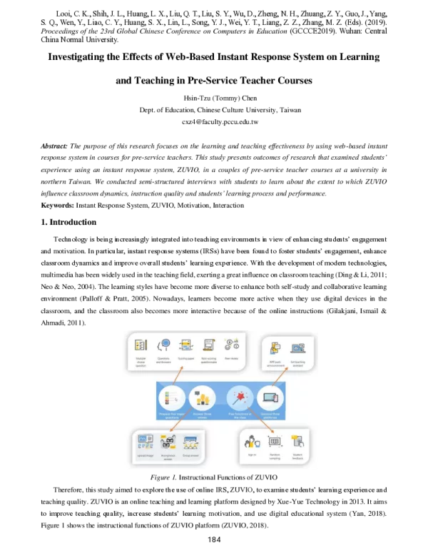 InvestigatingtheEffectsofWeb-BasedInstantResponseSystemonLearningandTeachinginPre-ServiceTeacherCourses