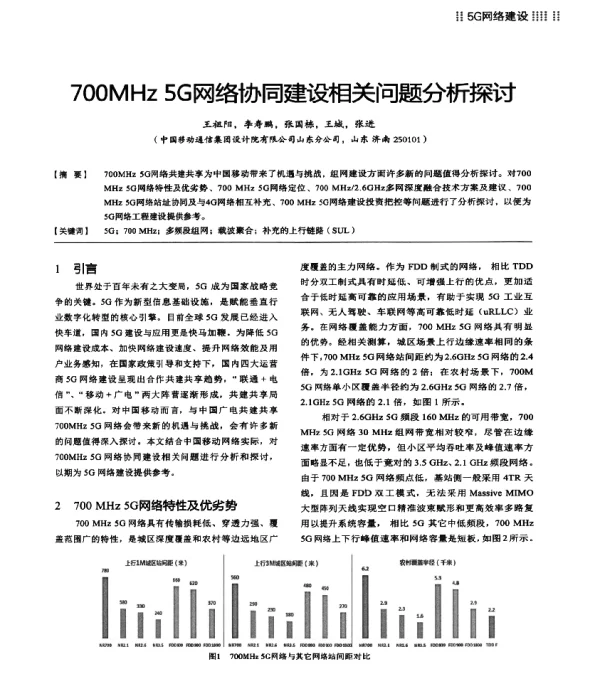 700MHz5G网络协同建设相关问题分析探讨