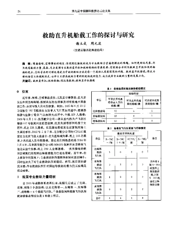 救助直升机船载工作的探讨与研究