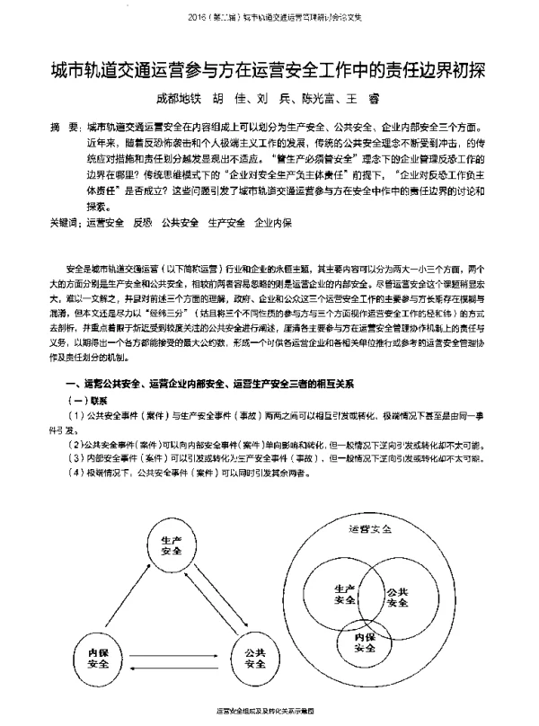 城市轨道交通运营参与方在运营安全工作中的责任边界初探