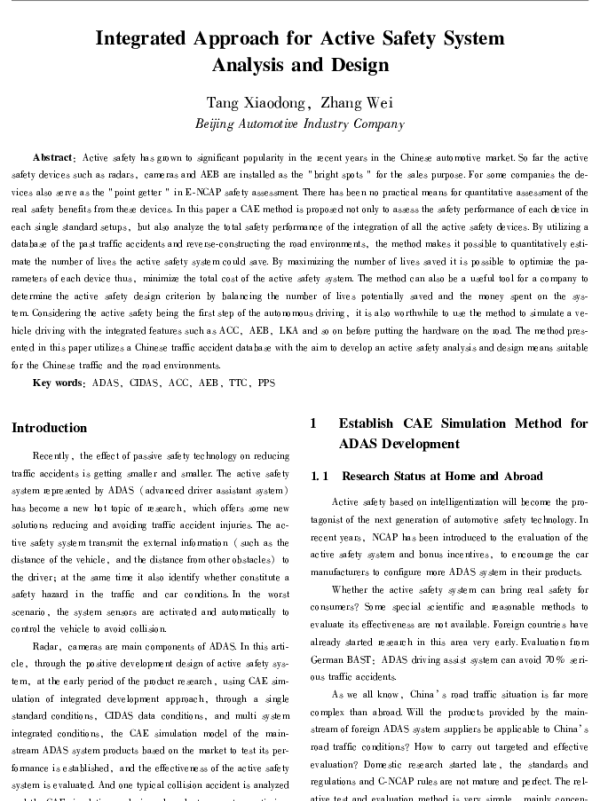 IntegratedApproachforActiveSafetySystemAnalysisandDesign