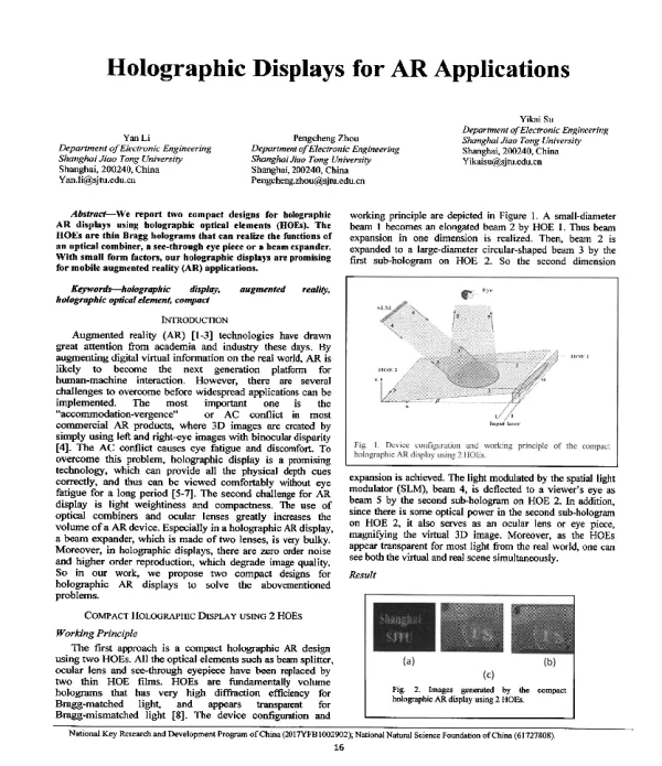 HolographicDisplaysforARApplications