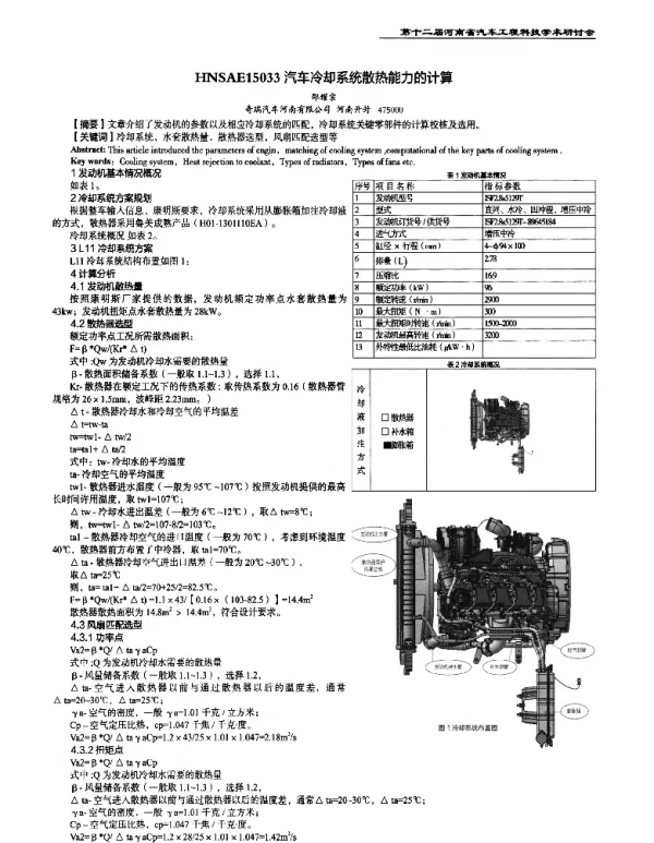 汽车冷却系统散热能力的计算