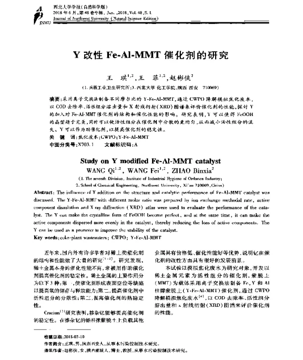 Y改性Fe-Al-MMT催化剂的研究