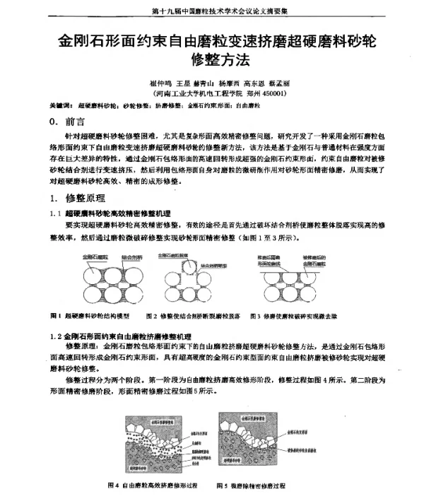 金刚石形面约束自由磨粒变速挤磨超硬磨料砂轮修整方法