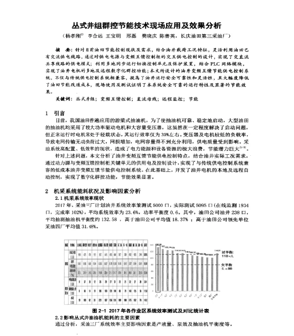 丛式井组群控节能技术现场应用及效果分析