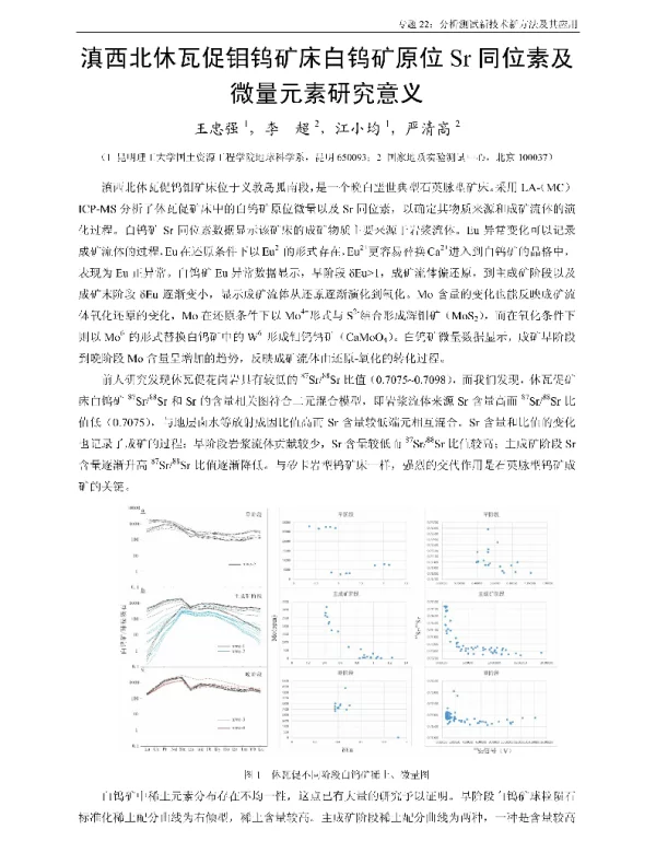 滇西北休瓦促钼钨矿床白钨矿原位Sr同位素及微量元素研究意义