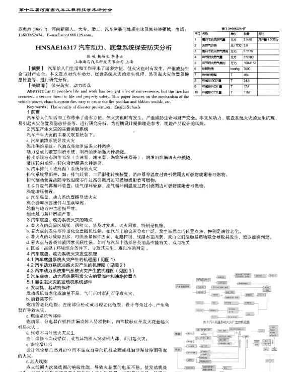汽车动力、底盘系统保安防灾分析