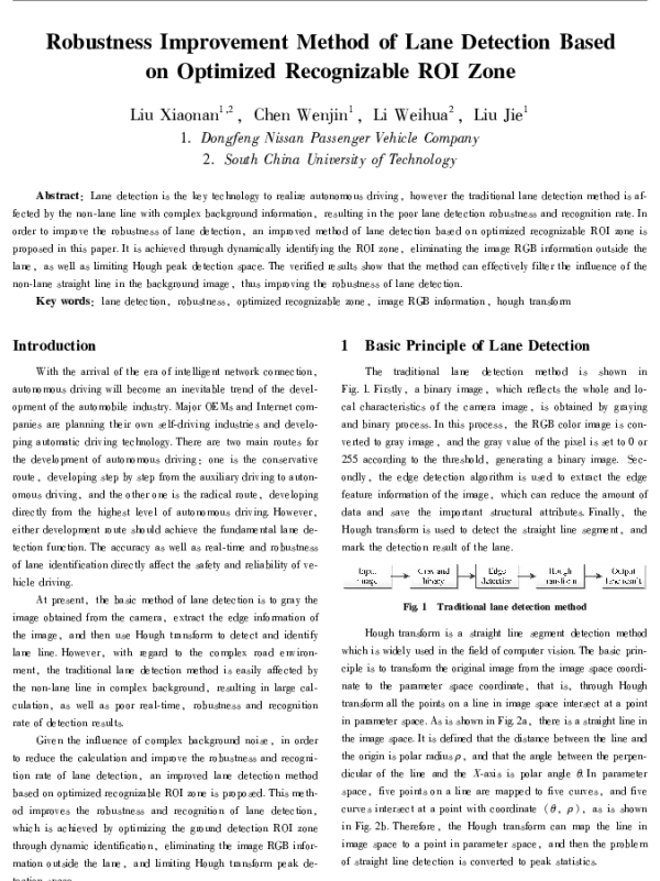 RobustnessImprovementMethodofLaneDetectionBasedonOptimizedRecognizableROIZone