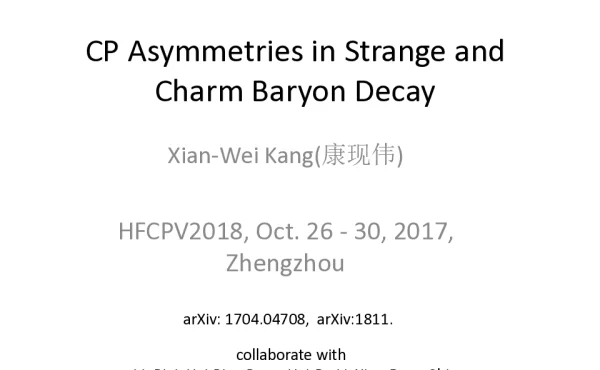 CPAsymmetriesinStrangeandCharmBaryonDecay