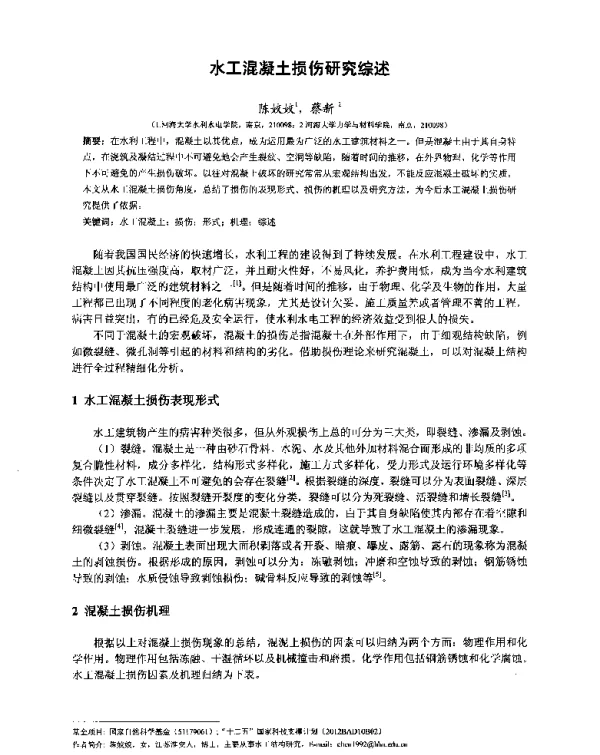 水工混凝土损伤研究综述