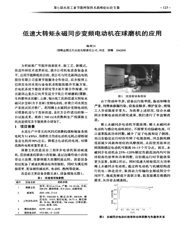 低速大转矩永磁同步变频电动机在球磨机的应用