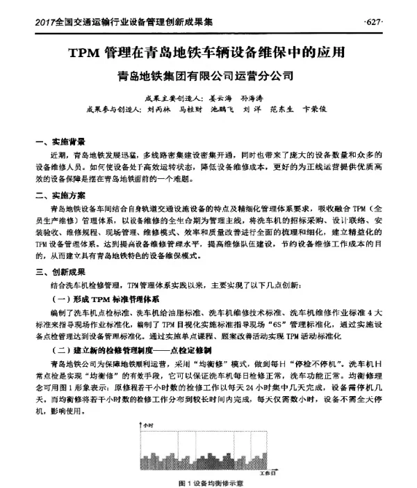 TPM管理在青岛地铁车辆设备维保中的应用