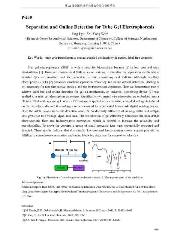 SeparationandOnlineDetectionforTubeGelElectrophoresis