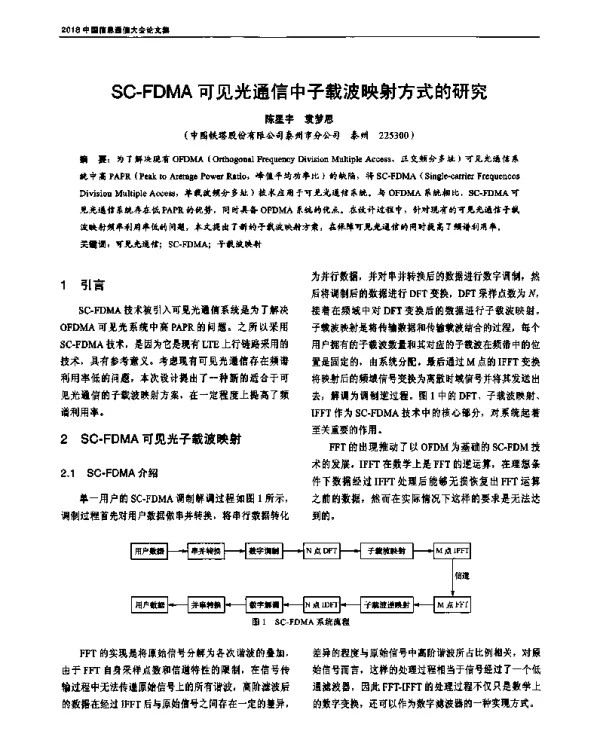 SC-FDMA可见光通信中子载波映射方式的研究