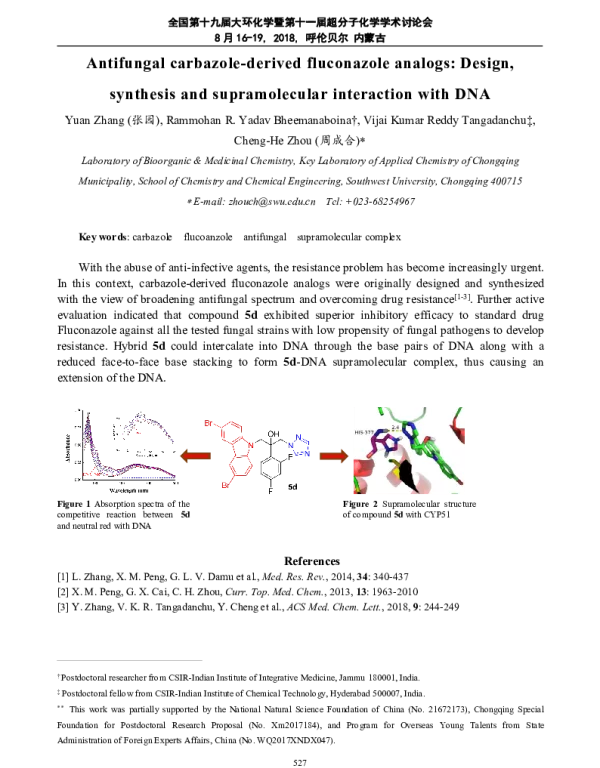 Antifungalcarbazole-derivedfluconazoleanalogsDesignsynthesisandsupramolecularinteractionwithDNA