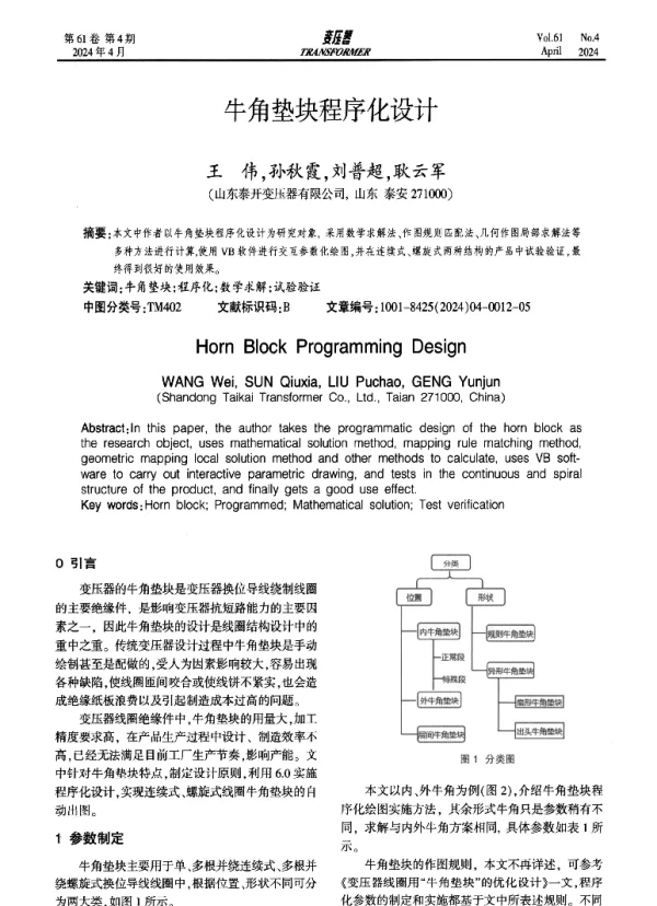 牛角垫块程序化设计