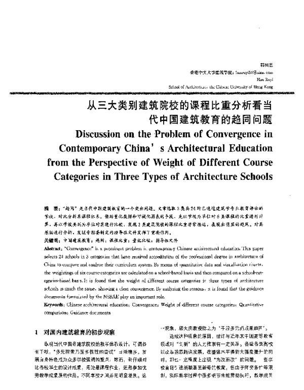 从三大类别建筑院校的课程比重分析看当代中国建筑教育的趋同问题