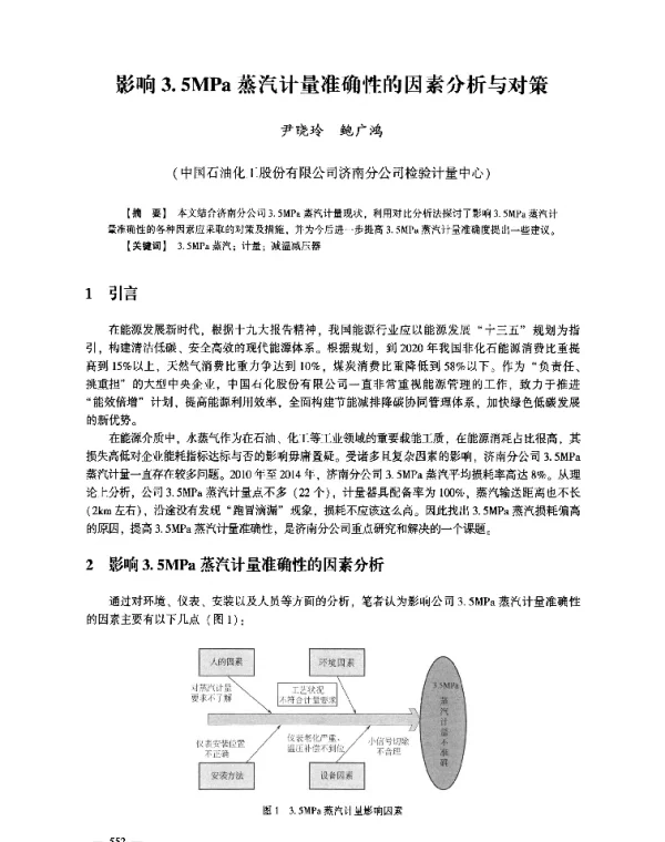 影响3.5MPa蒸汽计量准确性的因素分析与对策