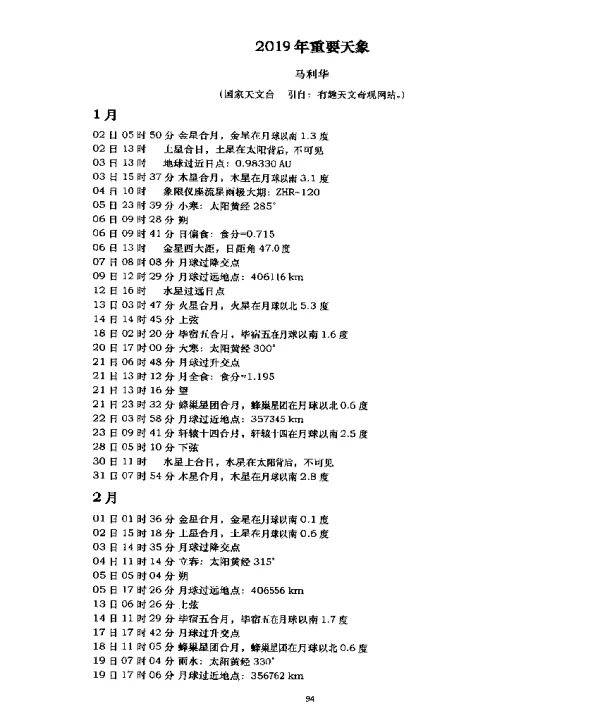 2019年重要天象