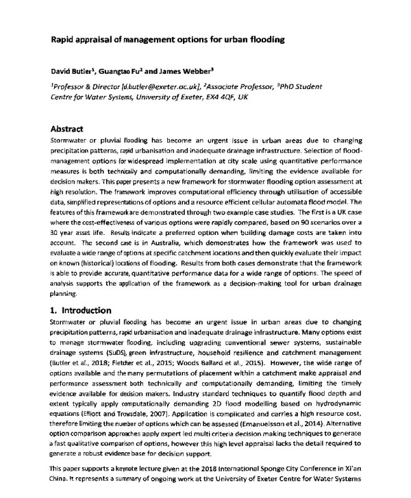 Rapidappraisalofmanagementoptionsforurbanflooding