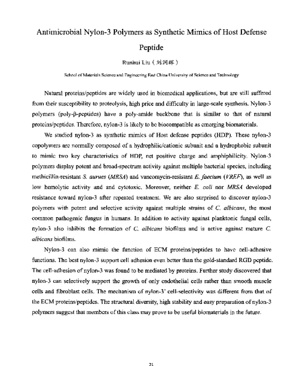 AntimicrobialNylon-3PolymersasSyntheticMimicsofHostDefensePeptide