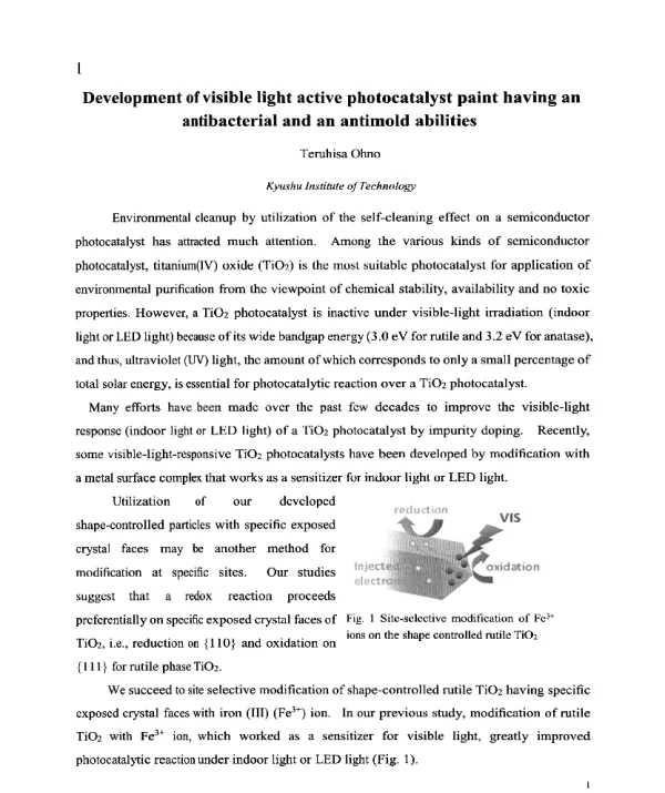 Developmentofvisiblelightactivephotocatalystpainthavinganantibacterialandanantimoldabilities