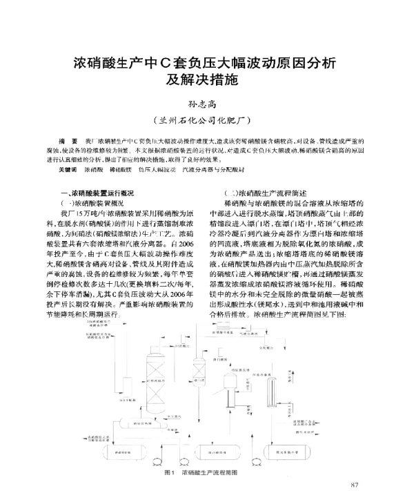 浓硝酸生产中C套负压大幅波动原因分析及解决措施