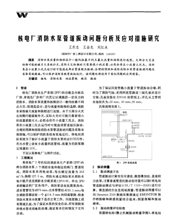 核电厂消防水泵管道振动问题分析及应对措施研究