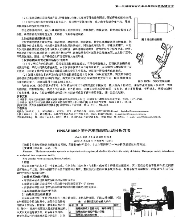 浅析汽车前悬架运动分析方法