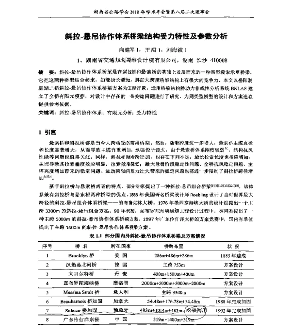 斜拉-悬吊协作体系桥梁结构受力特性及参数分析