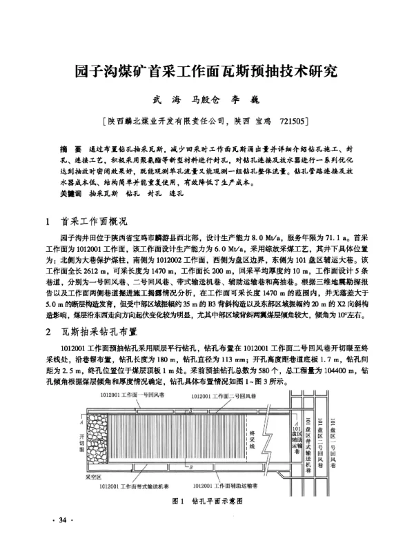 园子沟煤矿首采工作面瓦斯预抽技术研究