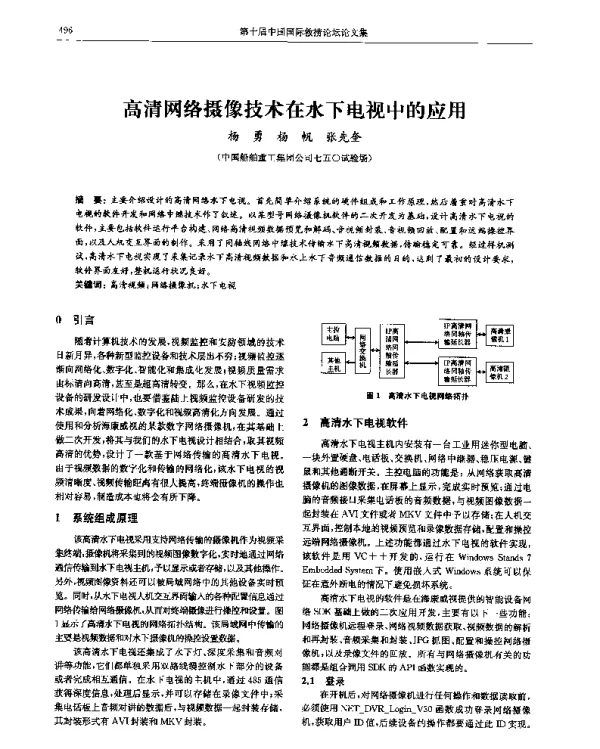 高清网络摄像技术在水下电视中的应用