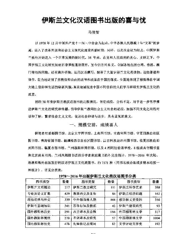 伊斯兰文化汉语图书出版的喜与忧