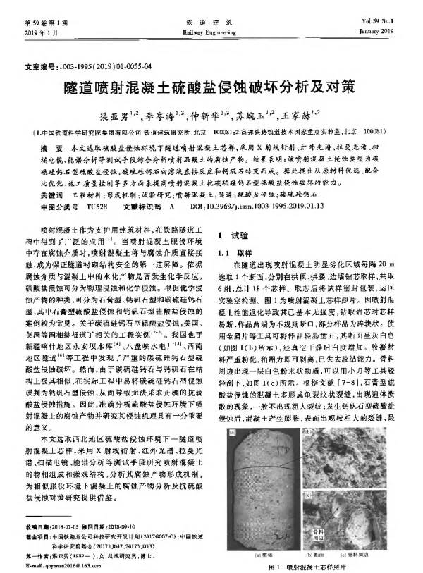 隧道喷射混凝土硫酸盐侵蚀破坏分析及对策