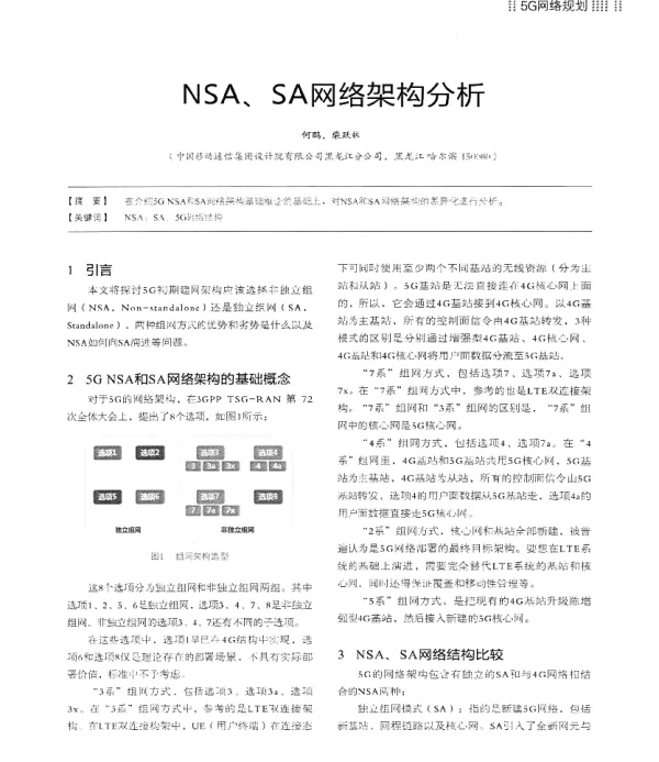 NSA、SA网络架构分析