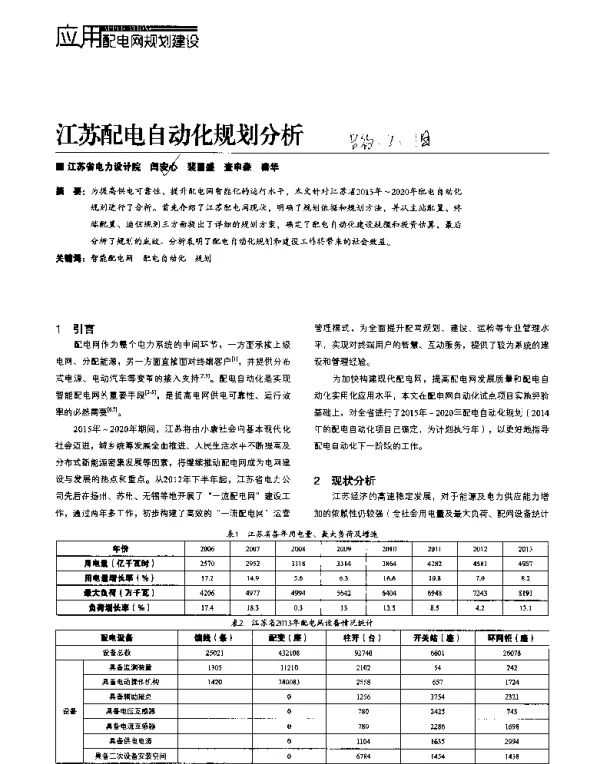 江苏配电自动化规划分析