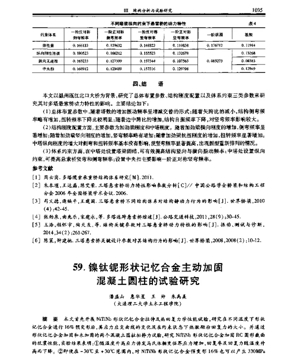 镍钛铌形状记忆合金主动加固混凝土圆柱的试验研究