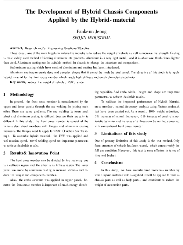 TheDevelopmentofHybridChassisComponentsAppliedbytheHybrid-material