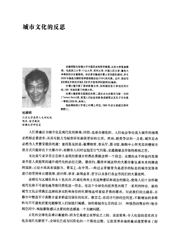 城市文化的反思