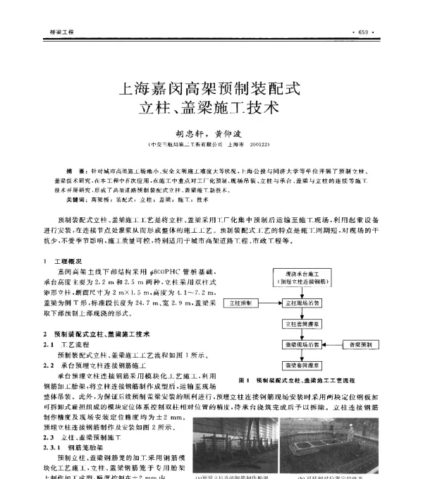 上海嘉闵高架预制装配式立柱、盖梁施工技术